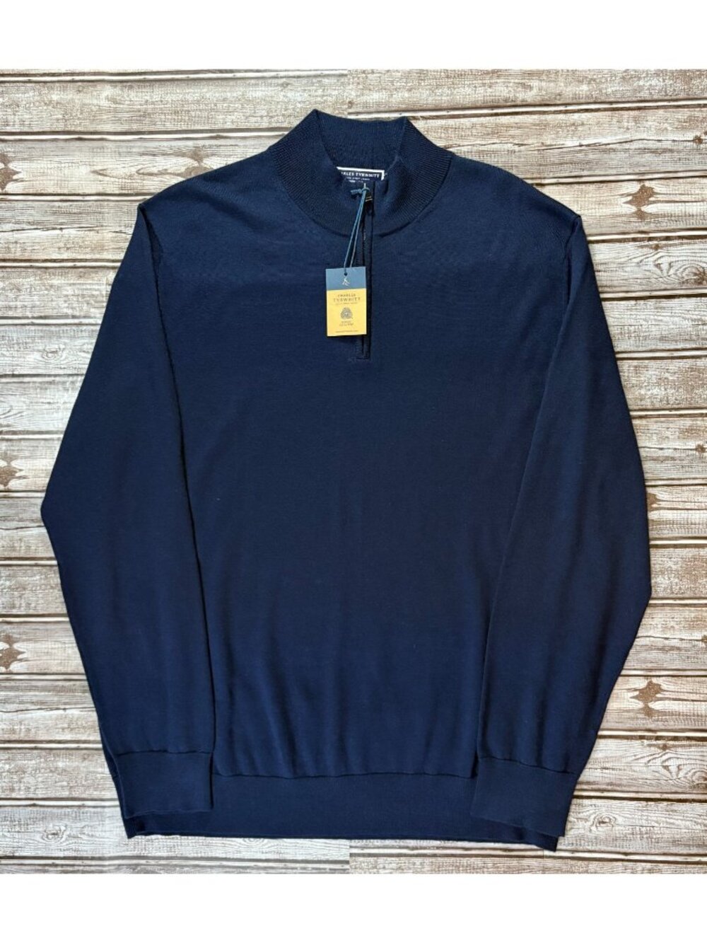 CHARLES TYRWHITT 100% Merino Wool Knit 1/4 Zip sweater size XL color navy NWT